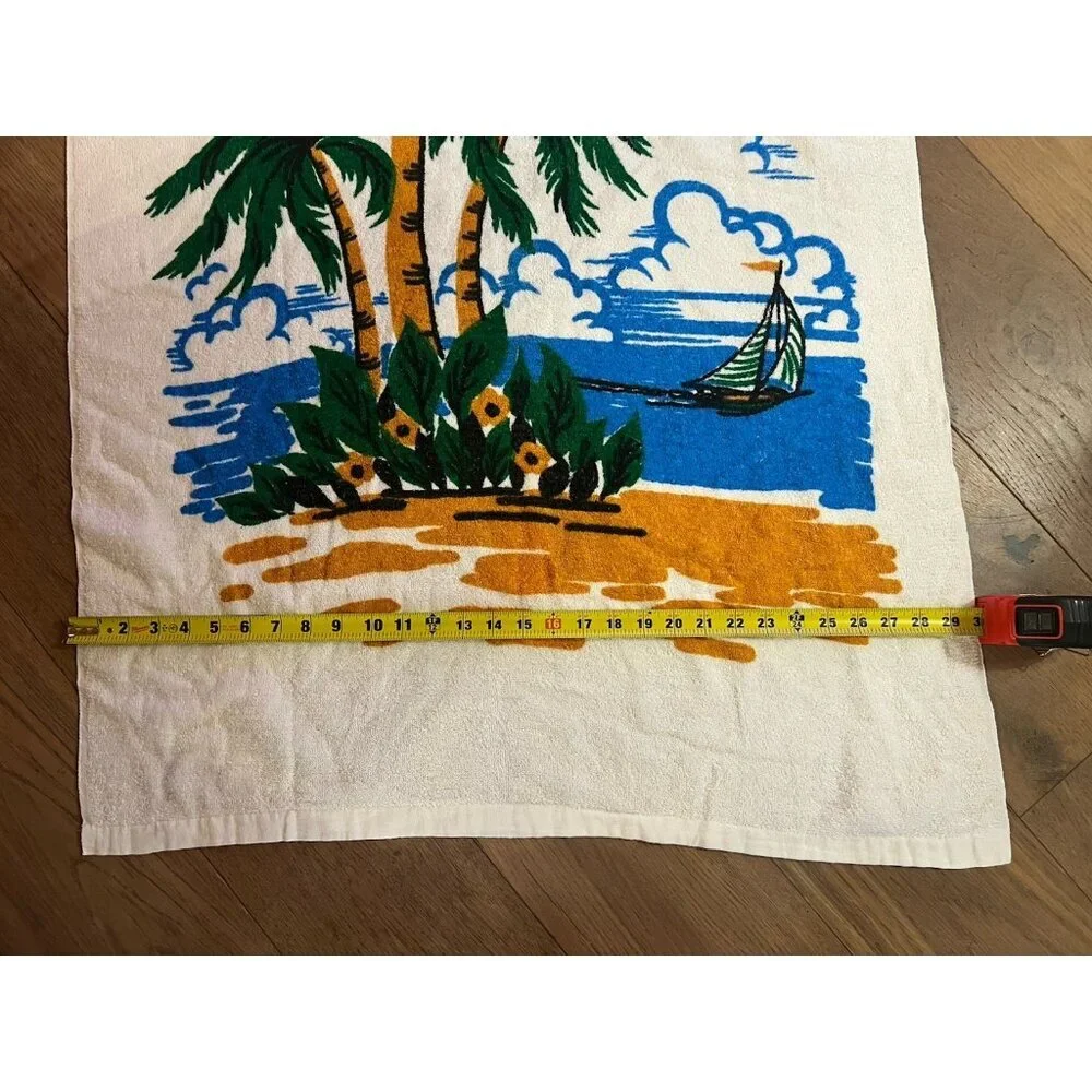 Vintage 80s Elaine FLORIDA beach palm tree souvenir towel retro colorful